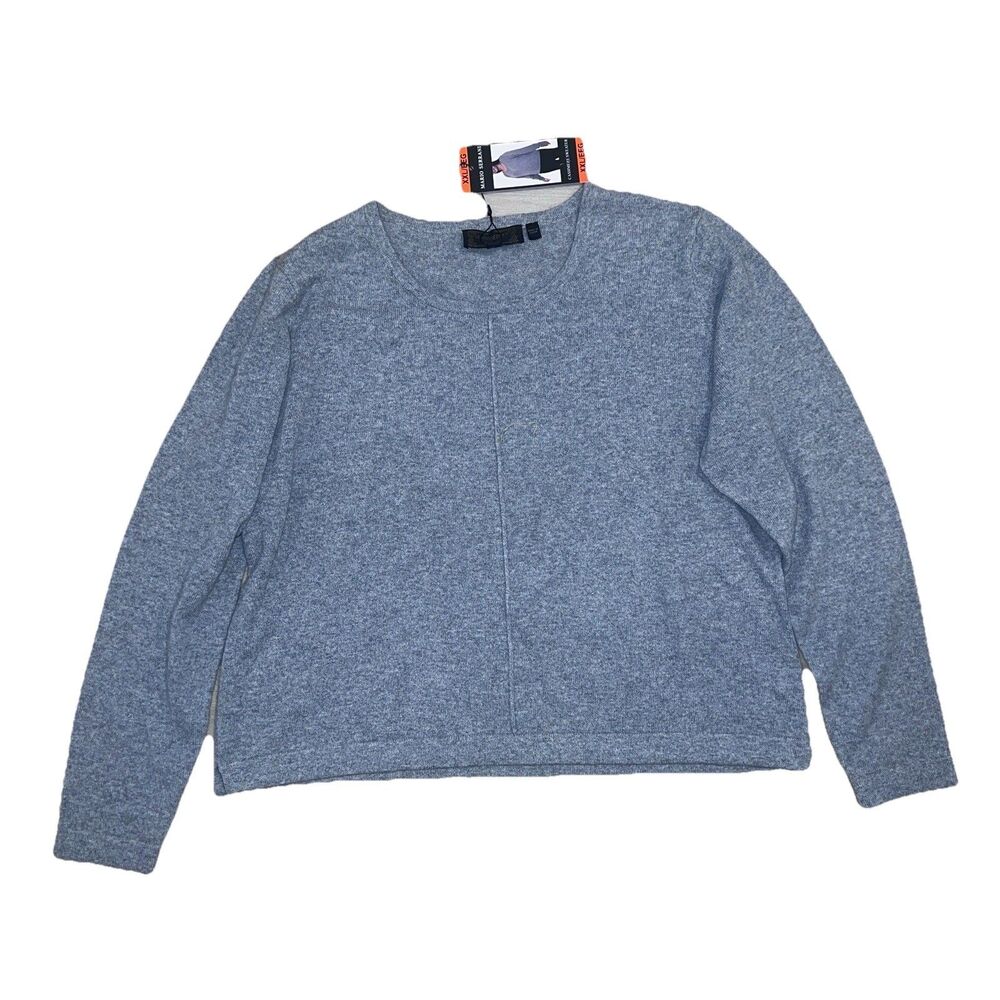 NEW Mario Serrani Women's 100% Cashmere Sweater, Crewneck Gray, Size XXL